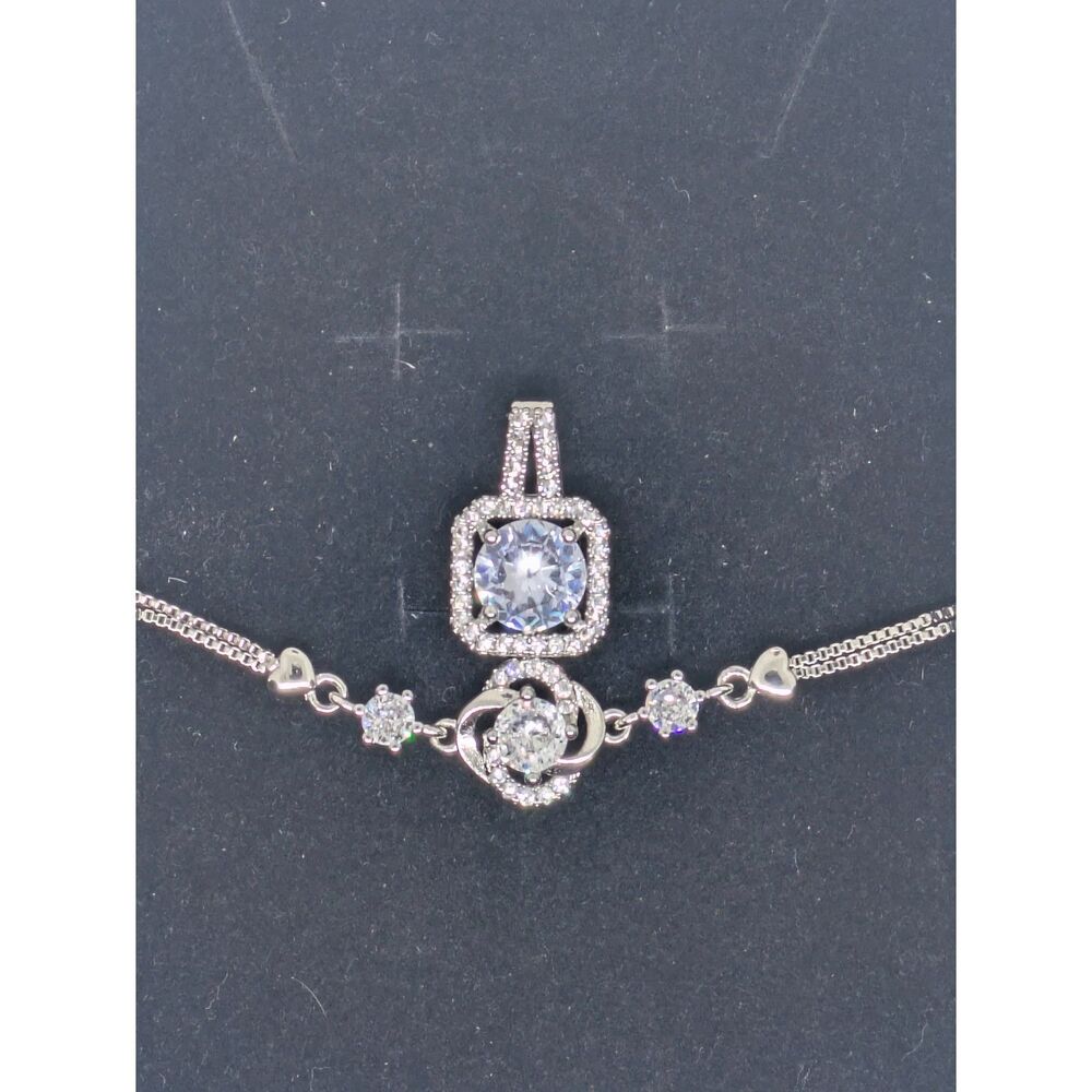 Women's new jewelry set with 925 Sterling Silver CZ Star Bracelet & Pendan